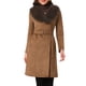 thumbnail image 1 of Abrigo de Trinchera de Gamuza Sintética para Mujer INSPIRE CHIC, Abrigo de Invierno de Una Sola Fila con Cinturón y Cuello de Piel L Marrón, 1 of 6