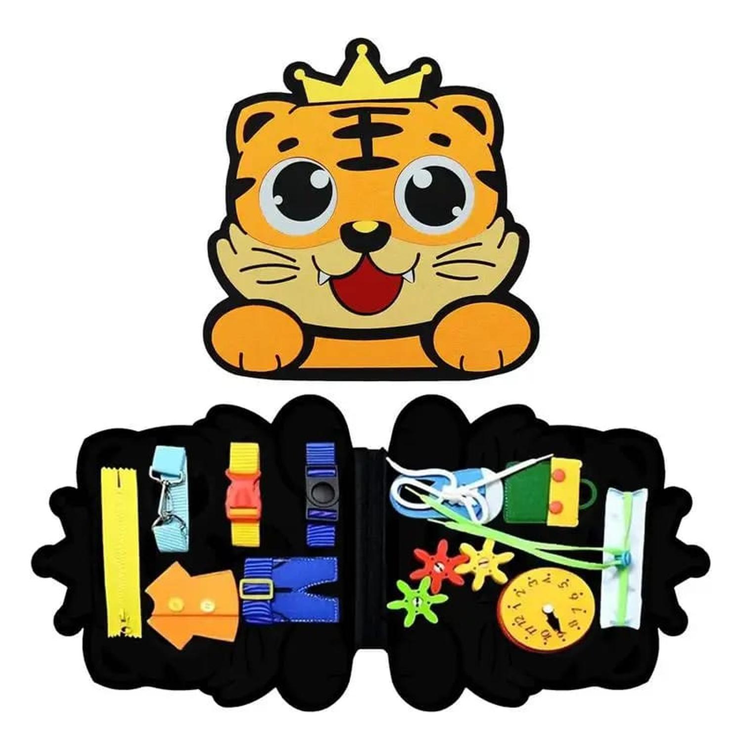 Clickdescuento - Tablero Sensorial De Estimulacion Montessori Gato Amarillo