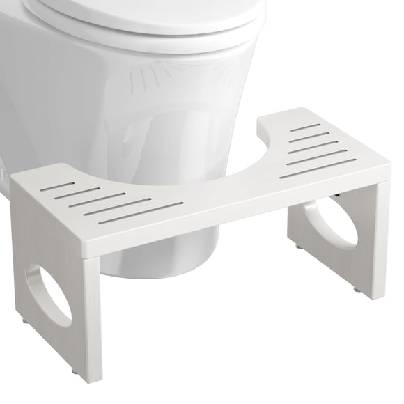 Taburete para inodoro ROMGUAR CRAFT, 18 cm, de bambú, plegable, en cuclillas (blanco)