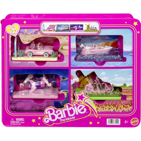 Vehículo Inspirado En La Película Toy Barbie Mini Land Con 8 Muñecas Y 4 Vehículos