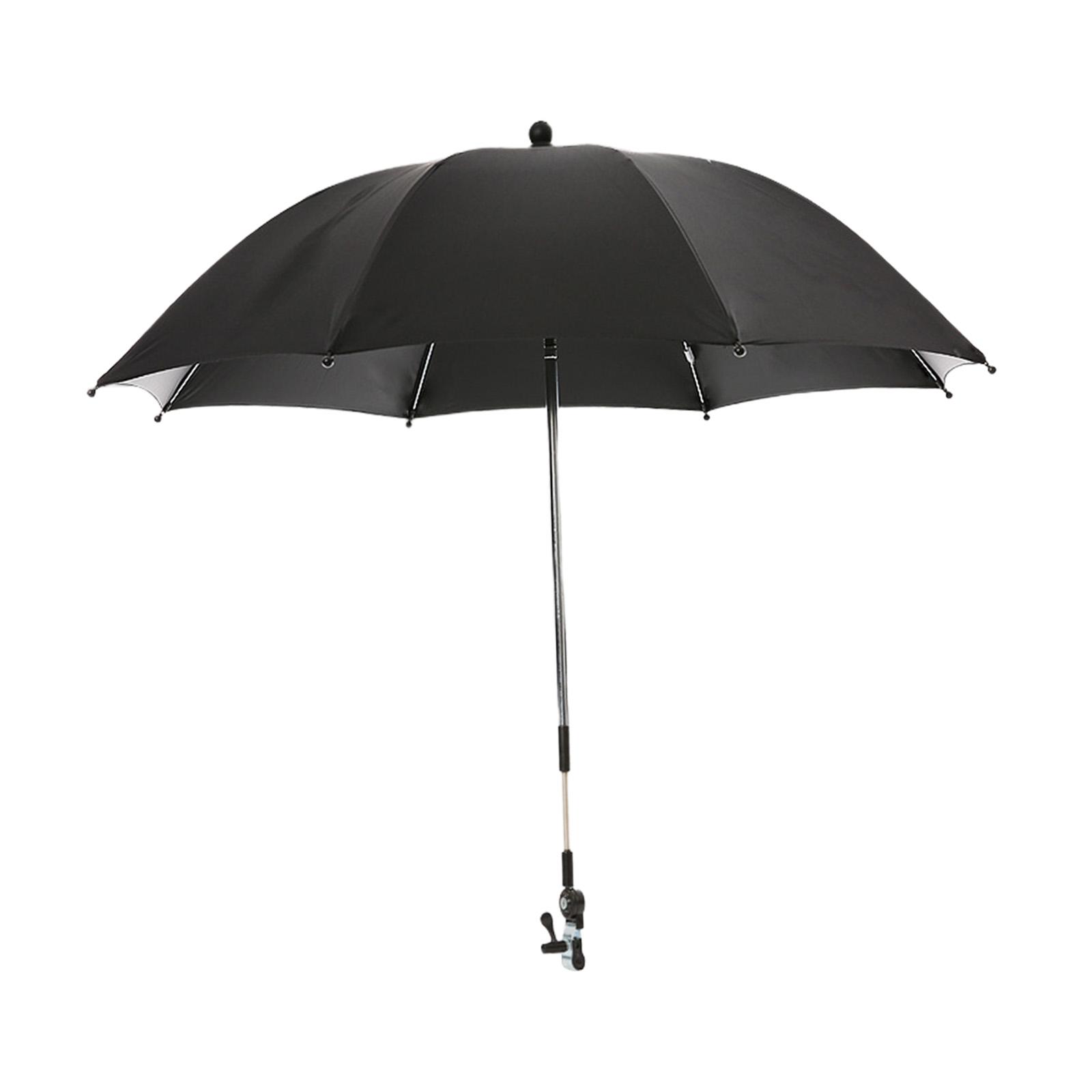 Ioensy - Paraguas Para Cochecito De Bebé Con Abrazadera, Parasol Para Cochecito De Verano Al Aire Libre, Color Negro