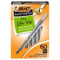Bolígrafo Bic Round Stic Xtra Life, 60 Unidades, Tinta Negra