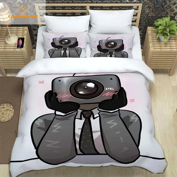 Skibidi Toilet Funny Kprl SpeakerDuvet Case Pillowcase Bedding Set Full for Boys Adults Bedroom Bed Sheets