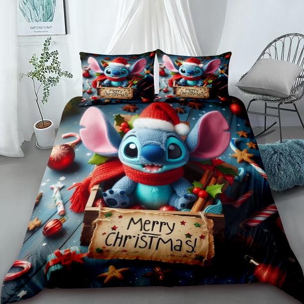 Christmas Stitch Cartoon Bedding Set Single Queen Size Quilt Cover Comfort Cover Children's Holiday Adult Gift Home DecorationBed Sheets