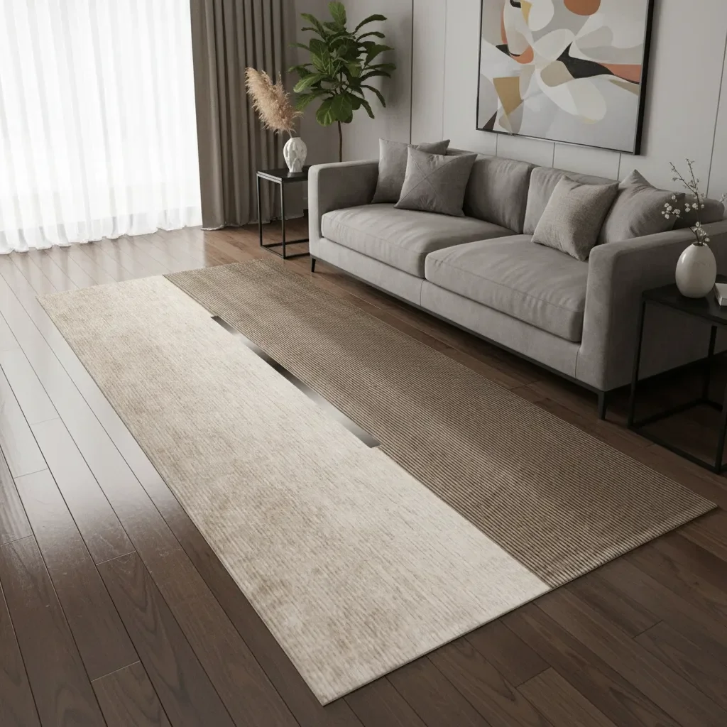 Casadeliacl - Alfombra Pasillera 3d Decorativa W.m G Moderna 1.8 M 60 Cm Linea Beige Y Café