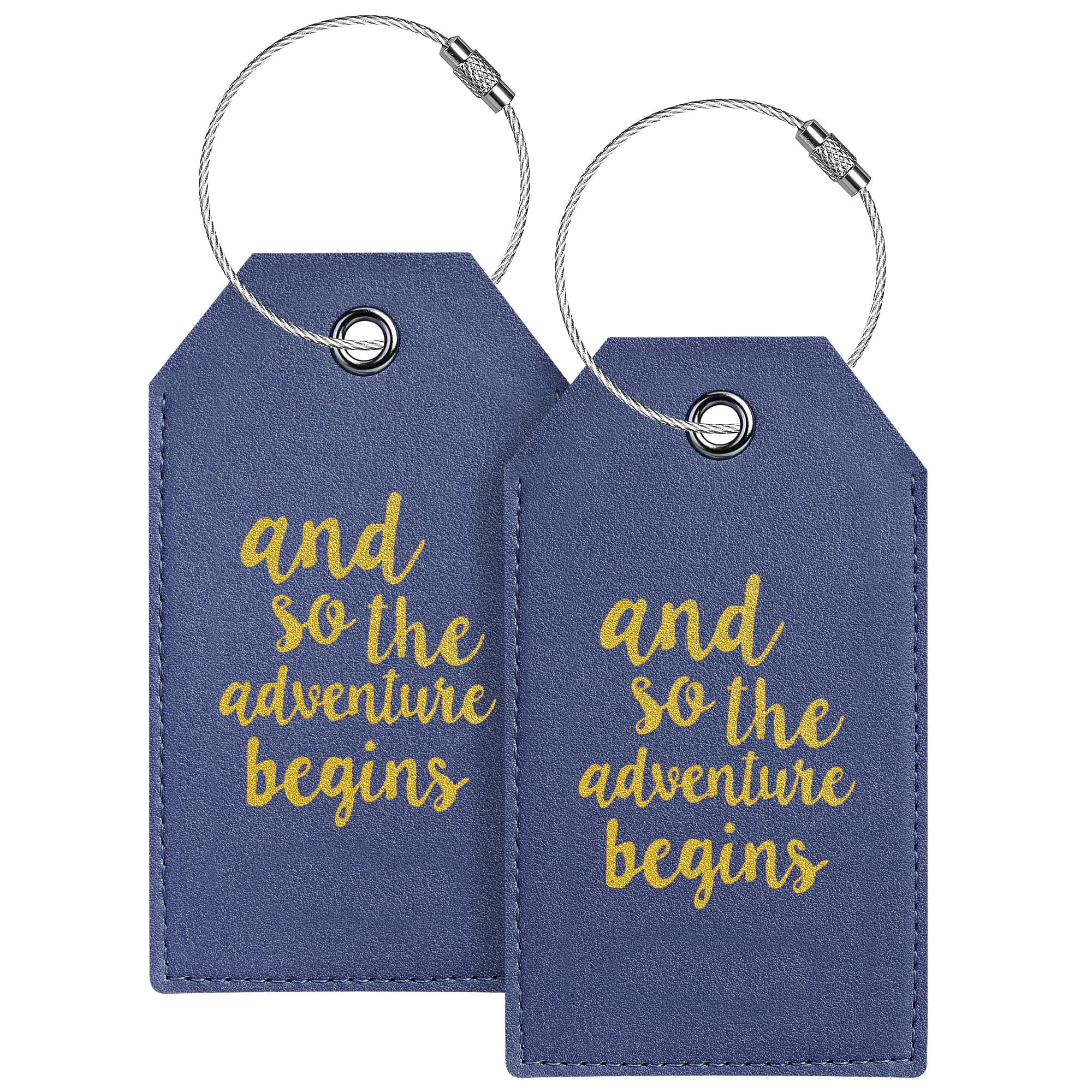 Etiquetas Para Equipaje Casmonal De Cuero Sintético Azul Marino Paquete De 2