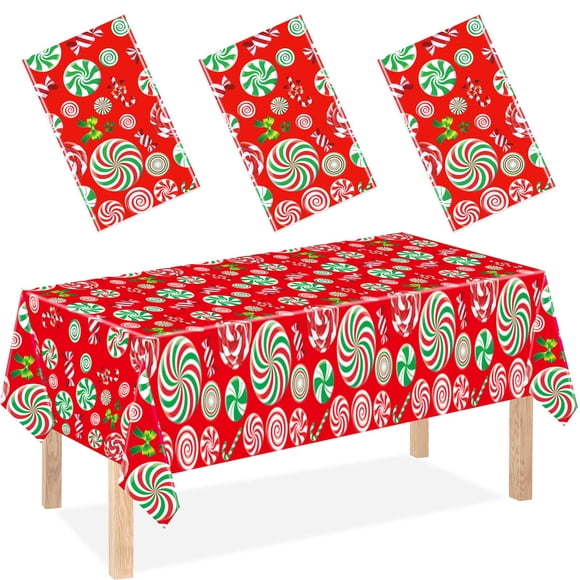 Mantel desechable CUUSNNY 137 × 274 cm Pack de 3 con diseño de bastón de caramelo