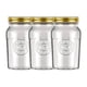 thumbnail image 1 of Set 3 Frascos Americano Vintage Vidrio 1000ml Tapa Dorada, 1 of 3