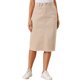 thumbnail image 1 of INSPIRE CHIC Falda de Mezclilla de Cintura Alta para Mujer Falda de Jean a la Rodilla con Dobladillo Deshilachado y Bolsillos Albaricoque XS, 1 of 6