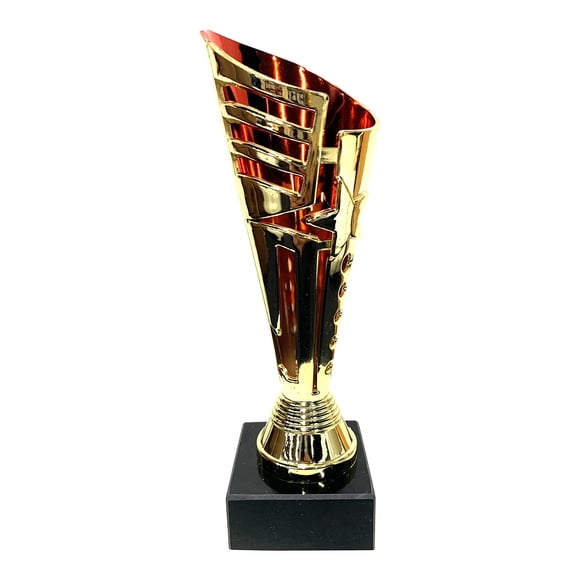 Copa de trofeo Trophy Express Medals de 23 cm, dorada con base de mármol rojo