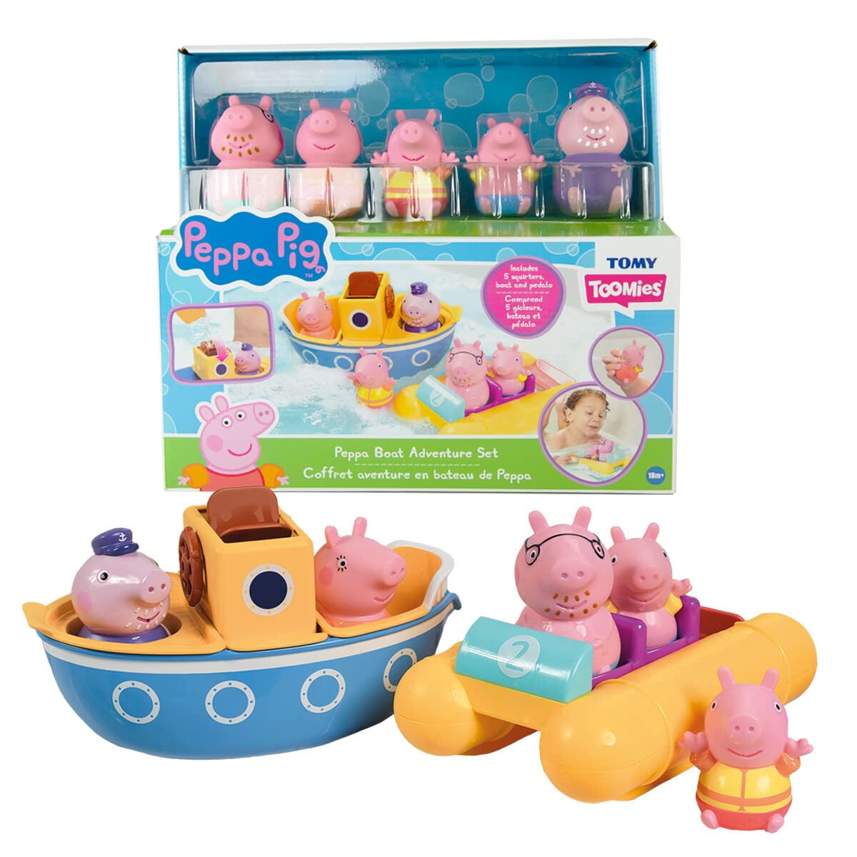 Set De Juguetes De Baño Tomy Peppa Pig Boat Adventure 18m+ Con 2 Barcos