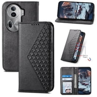 Funda Flip Foxdock Para Oppo Reno 11 Pro 5G , Estilo Billetera Con Diseño Rombo, Correa De Mano Y Soporte, Uso Diario