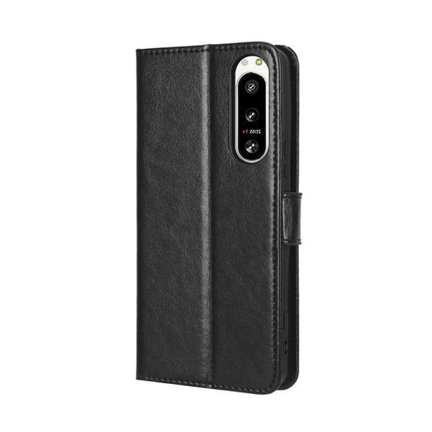 Funda tipo libro para Sony Xperia 5 IV, cartera todo‑en‑uno, funda multifuncional con tarjetero y correa de muñeca desmontable