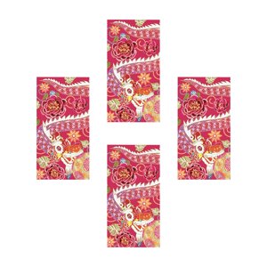 Magideal - 4 Piezas De Sobres Rojos De Año Nuevo, Paquete Rojo, Lindos Bolsillos Para Dinero De La , Bolsillo Rojo Para China, Festival De Primavera, Boda, Estilo A