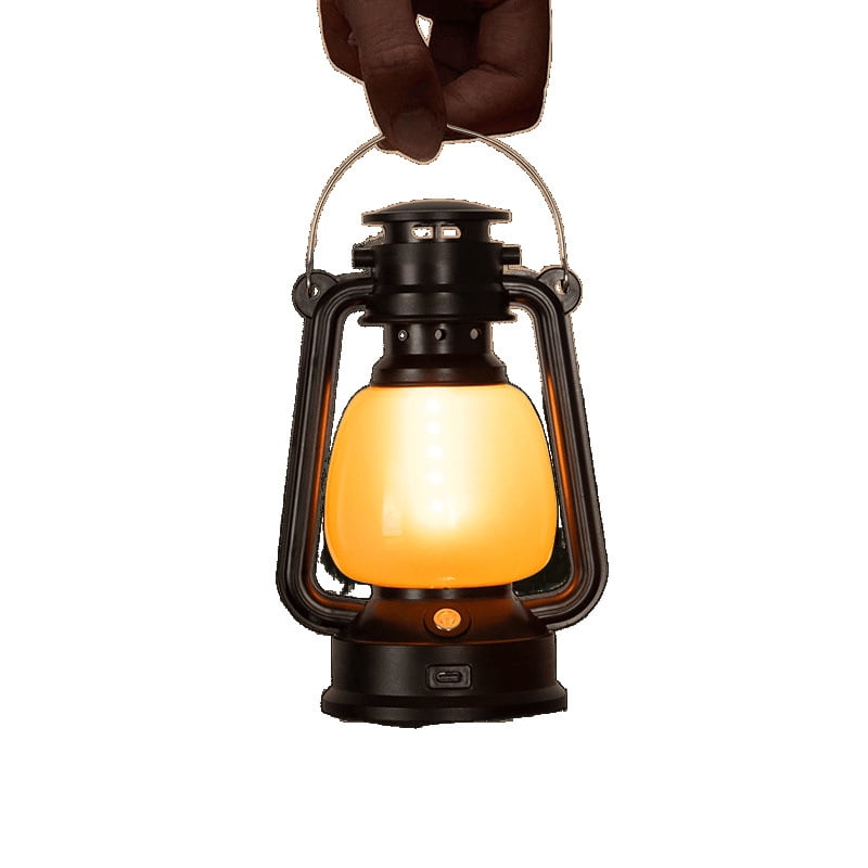 Xusx111 - Lámpara De Aceite De Linterna Eléctrica De Acento Rústico De Granja Con Bombilla Led Lámparas De Mesa De Mesa Negras Mate Luz Antigua Sala De Estudio 7,5 Pulgadas Cabina Alta Cocina Bodega R