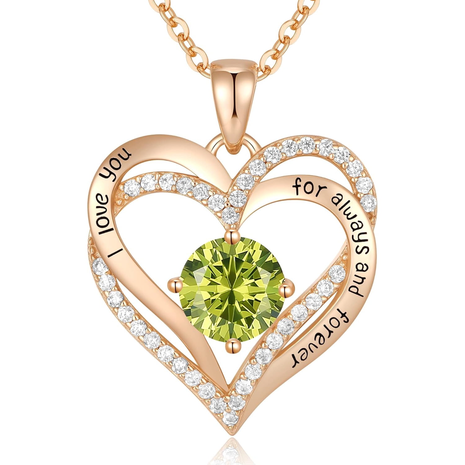 Heshpaws - Collar Colgante De Amor De Amor Con Piedra De Nacimiento Zirconia, Regalo De Joyería De Las Mujeres Para La Navidad, Cumpleaños, Aniversario