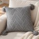 thumbnail image 1 of Funda De Cojin 45x45cm Chenille Nordico Boho Borlas Larentia Gris claro, 1 of 8