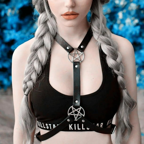 Gothic Leather Harness Lingerie For Women Body Sexy Lingerie Garter Body Sexy Bra Bdsm Goth Accessories Lingerie Bondage Garter