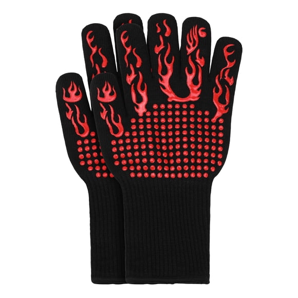 Guantes de Horno de Silicona, Guantes de Cocina Resistentes al Calor con Tejido, Agarre Flexible para Hornear, Asar, Juego de Manoplas de Cocina 2 Piezas Rojo 12.6x5 pulgadas