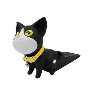 Genérico - Tope De Puerta Con Forma De Gato De Dibujos Animados De Pvc Para La Parte Inferior De La Puerta Para Rv, Baño, Oficina, Negro Y Blanco