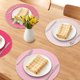 thumbnail image 2 of Juego de 4 manteles individuales redondos tejidos para mesa de comedor interior y exterior, mantel de cocina, limpiar con un paño, rosa, 13x13 pulgadas, 2 of 5