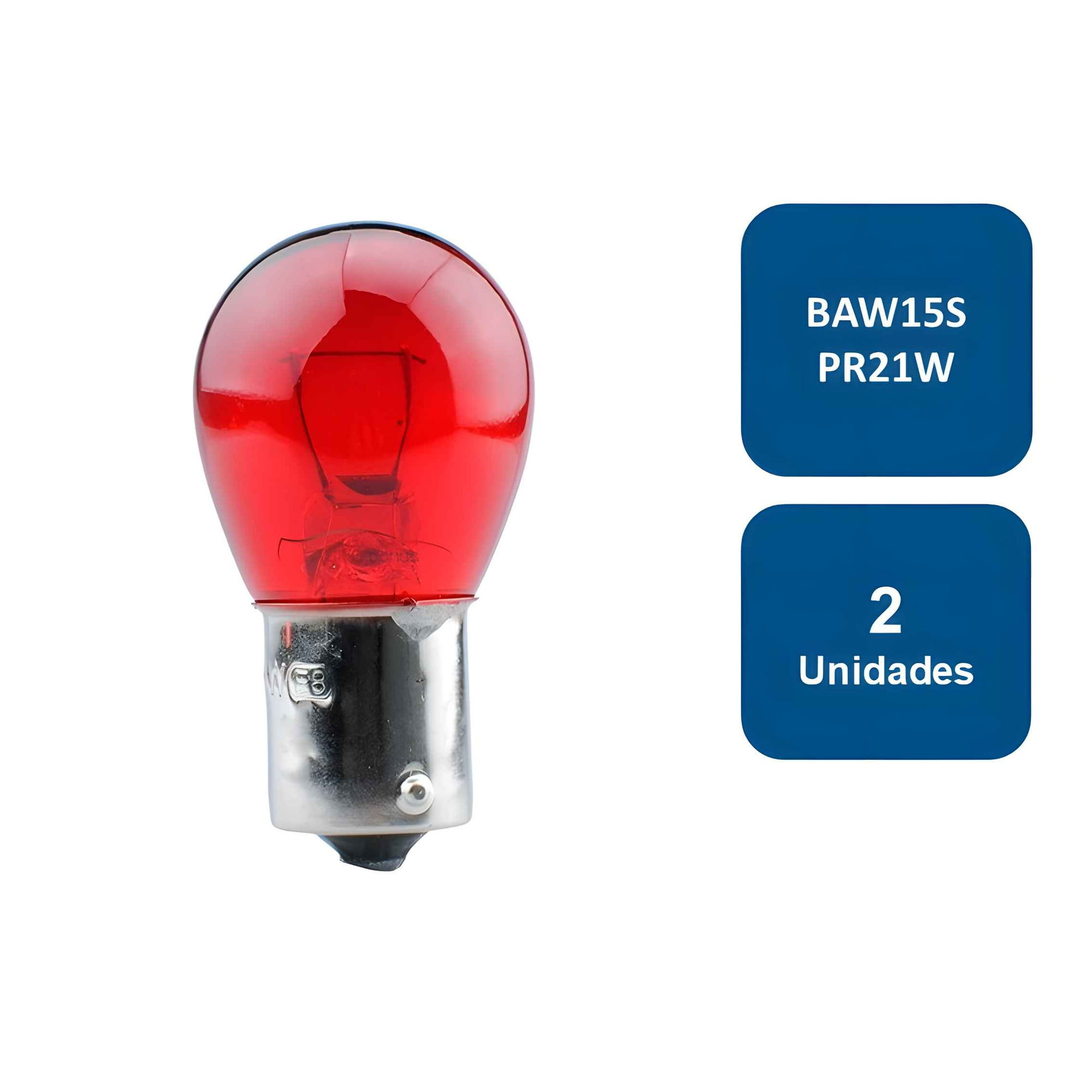 Ampolleta 12v Para Automovil Globo Grande Roja 2 Contactos Baw15s Pr21w 2un. - Rukafe Basics