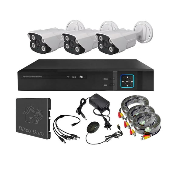 Kit 3 Cámaras Seguridad Exterior con Disco Duro E35LDD