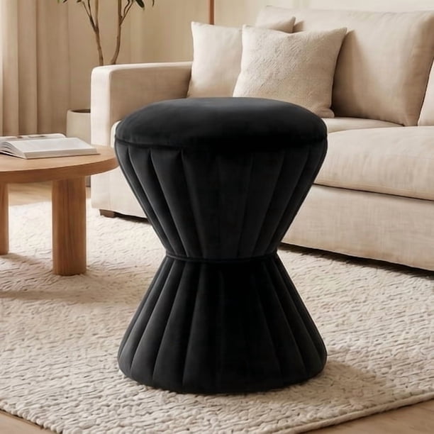 Multifunción de terciopelo otomano, silla tapizada vanidad taburete, robusto redondo taburete para maquillaje, sala de estar