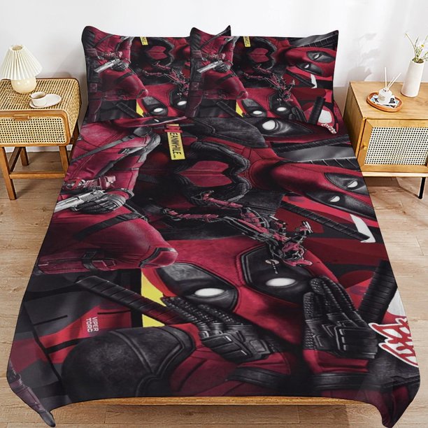 Deadpool Bedding Sets Ultra Soft Skin-Friendly Duvet Cover 3 Piece, Cute Comforter Cover Bed Set for Boys Girls Kids