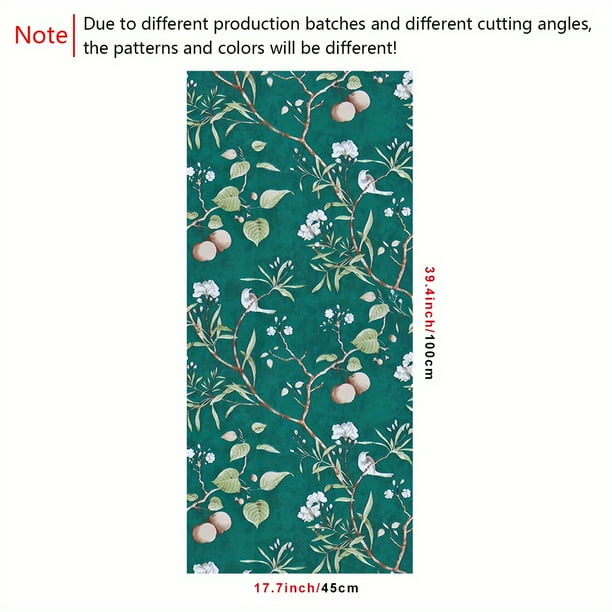 1pc Green Plant Pastoral Rustic Flower Fruit Peach Removable Waterproof Peel And Stick Wallpaper Refrigerator Speaker Dryer Cabinet Oven Appliance Furniture Home Decor Room Background Kitchen Wallpape