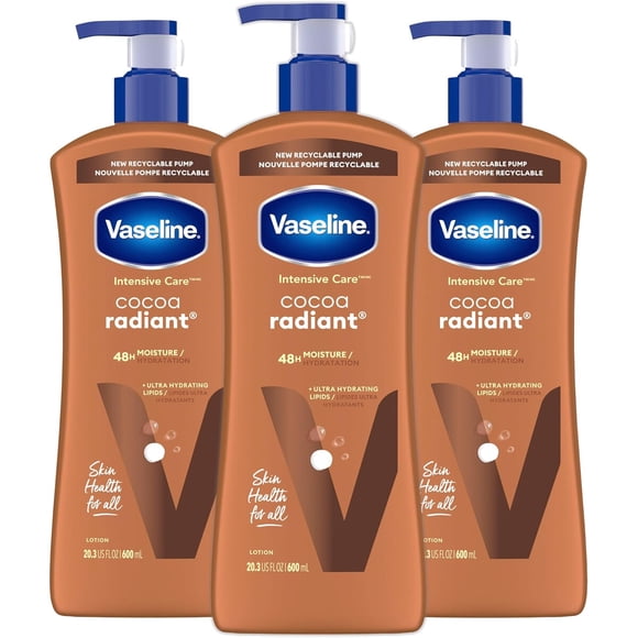 Crema Corporal Vaseline Cocoa Radiant 600ml Pack 3 Hidratante