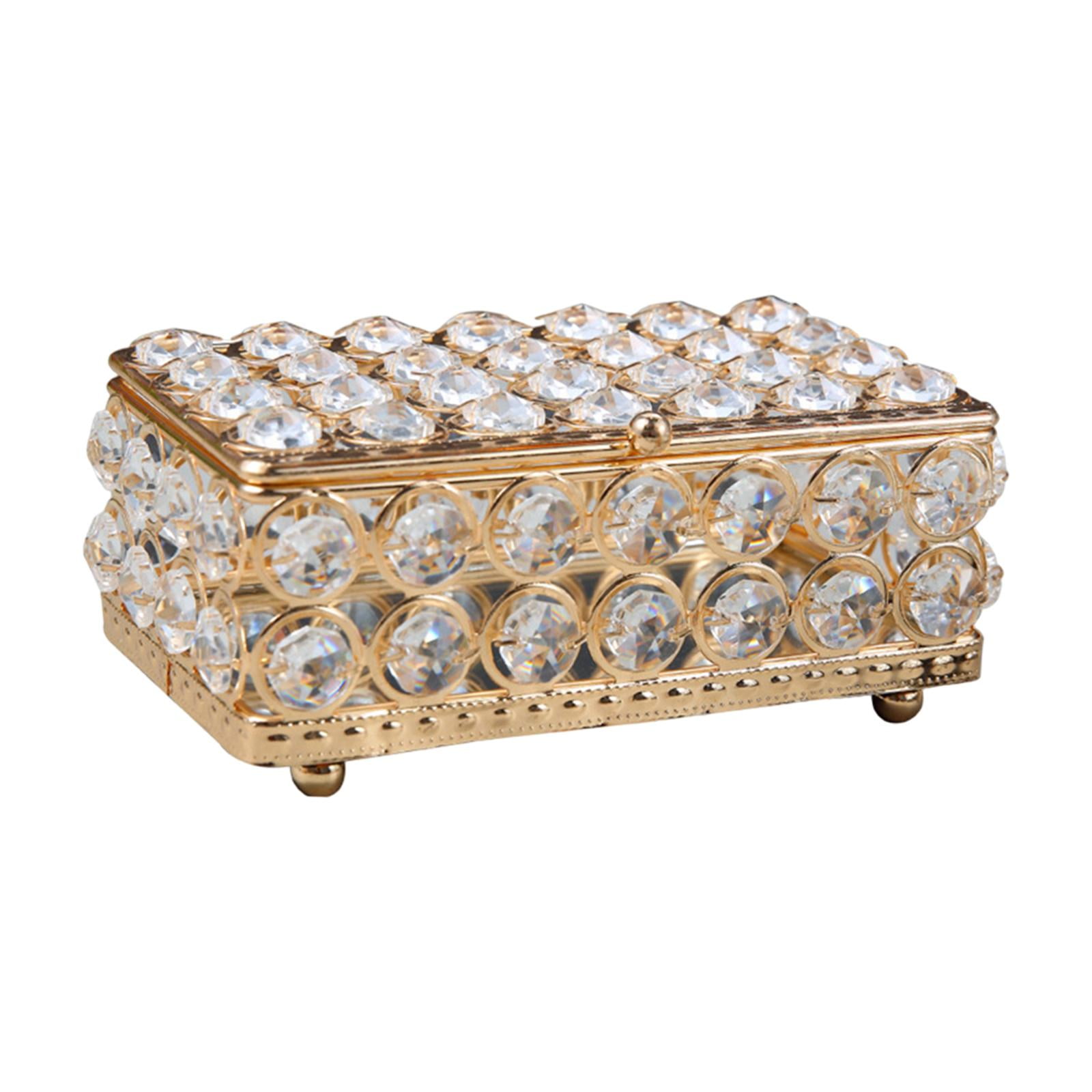 Ioensy - Joyero Rectangular Para Decoración Del Hogar, Precioso Joyero, Caja Decorativa Con Acento Dorado