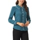 thumbnail image 4 of INSPIRE CHIC Blusa de Mujer para Regreso a Clases con Cuello Peter Pan, Manga Abullonada, Ribete en Contraste, Camisa Abotonada M Azul Verde, 4 of 6