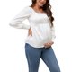 thumbnail image 4 of INSPIRE CHIC Mujeres Blusas Maternidad con Nido de Abeja Cuello Cuadrado Manga Larga Camisas Básicas de Embarazo S Blanco, 4 of 5