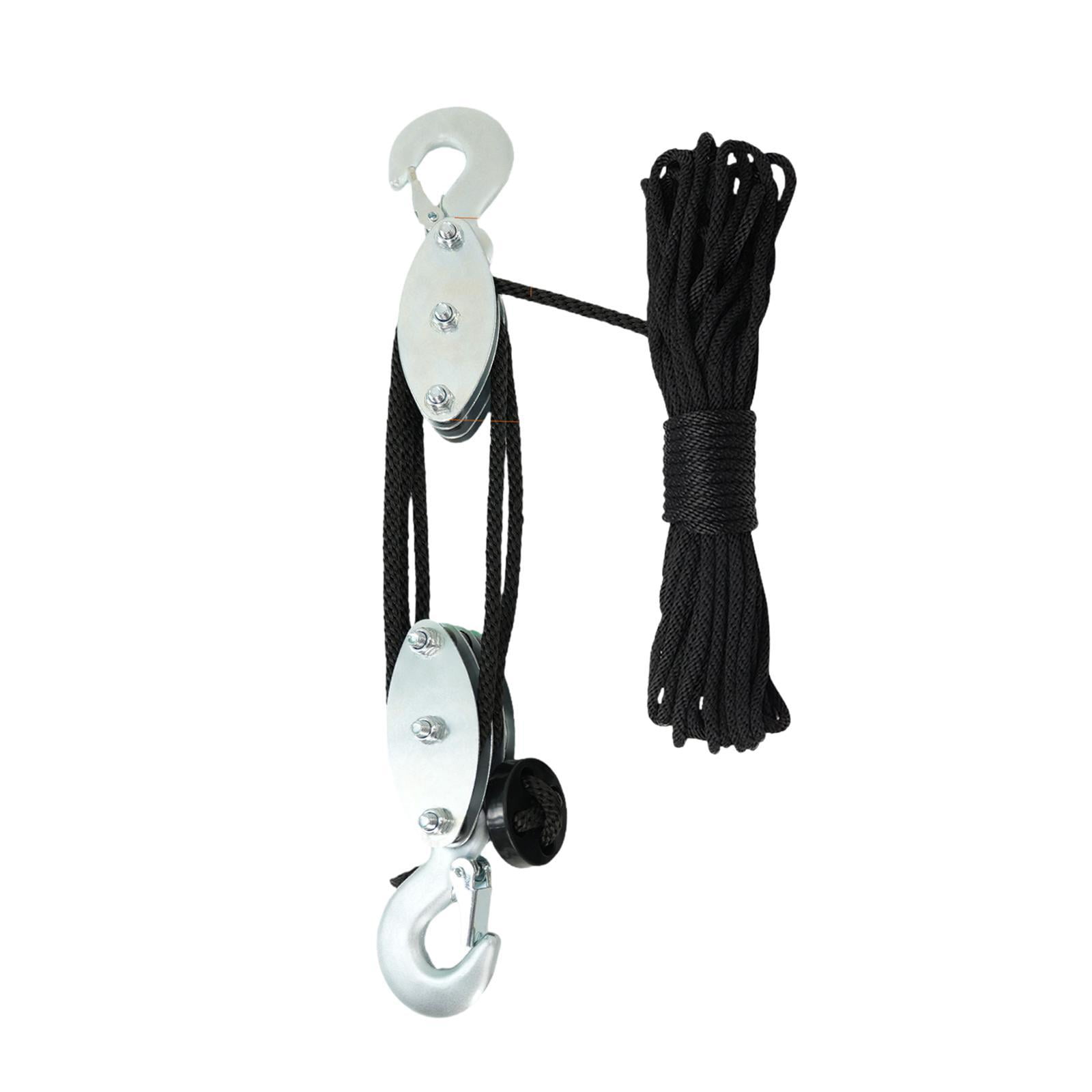 Magideal - Rope Elevador De Elevación De Objetos Pesados, Resistente, Estructura De Cojinete De Ruedas De Metal, Servicio Pesado, Bloque De Polea De Elevación De 15 M De Cuerda