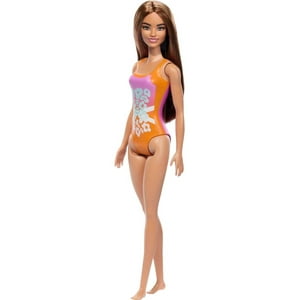 Muñeca De Playa Barbie Fashion & Beauty Con Traje De Baño Naranja