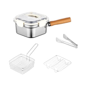 Bothyi - Olla Pequeña Para Freír, Multifuncional, Cuadrada, Para Pescado Y Patatas Fritas, Tapa Blanca