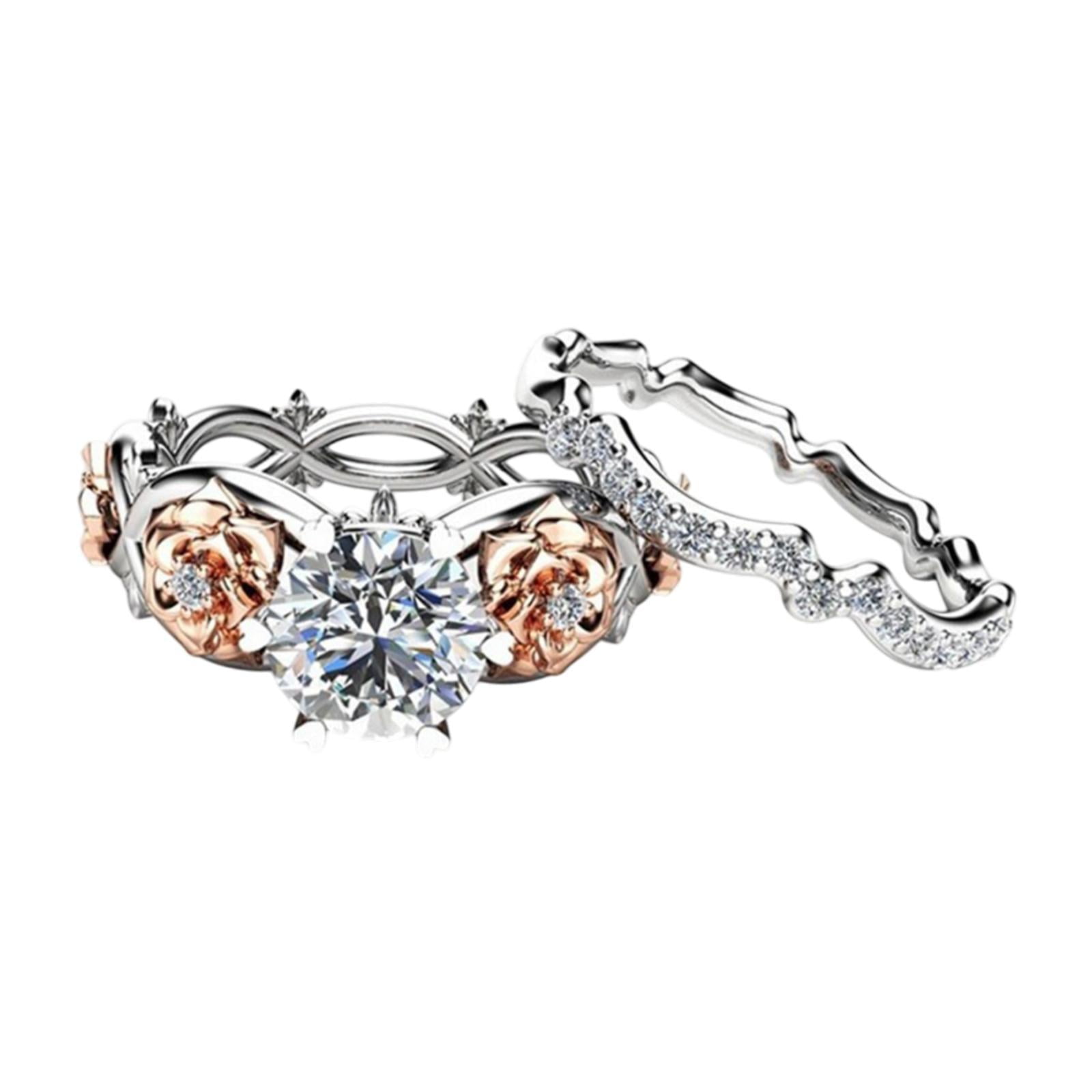 Magideal - Juego De 2 Anillos Para Regalo Del Día De San Valentín, Anillos De Metal, Joyería, Anillos De Boda, Anillos De Compromiso Para Fiesta De Graduación, 7