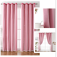 thumbnail image 2 of suxuMhao Cortinas de Estrellas Huecas con Gasa, 2 Piezas 52x72in, Cortinas para Sala/dormitorio, Cortina Transparente Perforada Opaca, Rosa + Blanco, Poliéster y Encaje, 2 of 5