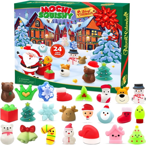 Calendario de Adviento navideño SURCVIO 2024 con 24 Mochi Squishy