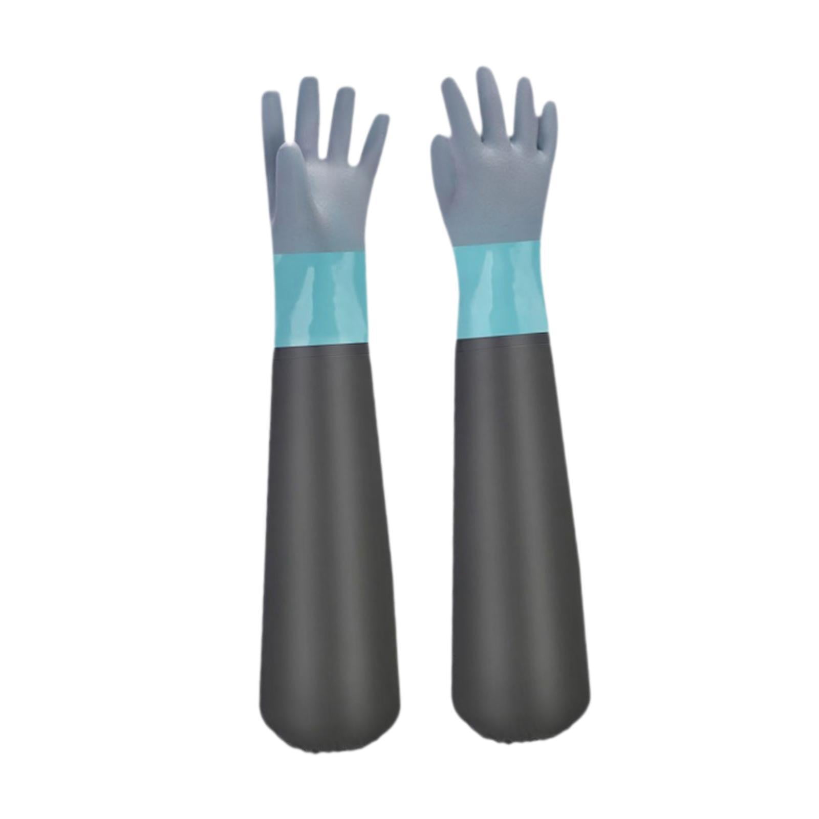 Magideal - Guantes De Manga Larga Guantes De Jardín Impermeables Guantes De Estanque Resistentes Al Desgaste Guantes Largos De Goma Para Limpieza De Pesca Indust