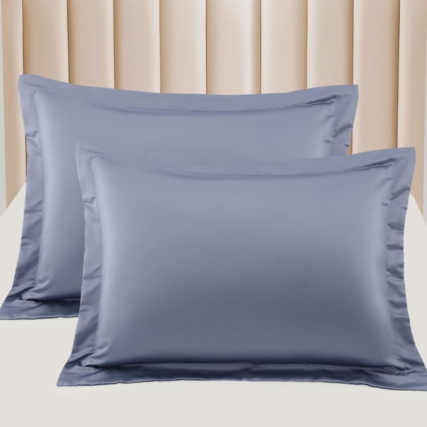 Juego de Fundas de Almohada de Satén REGALWOVEN, Juego de 2 Fundas de Almohada de Satén Sedoso, King, Gris Pizarra