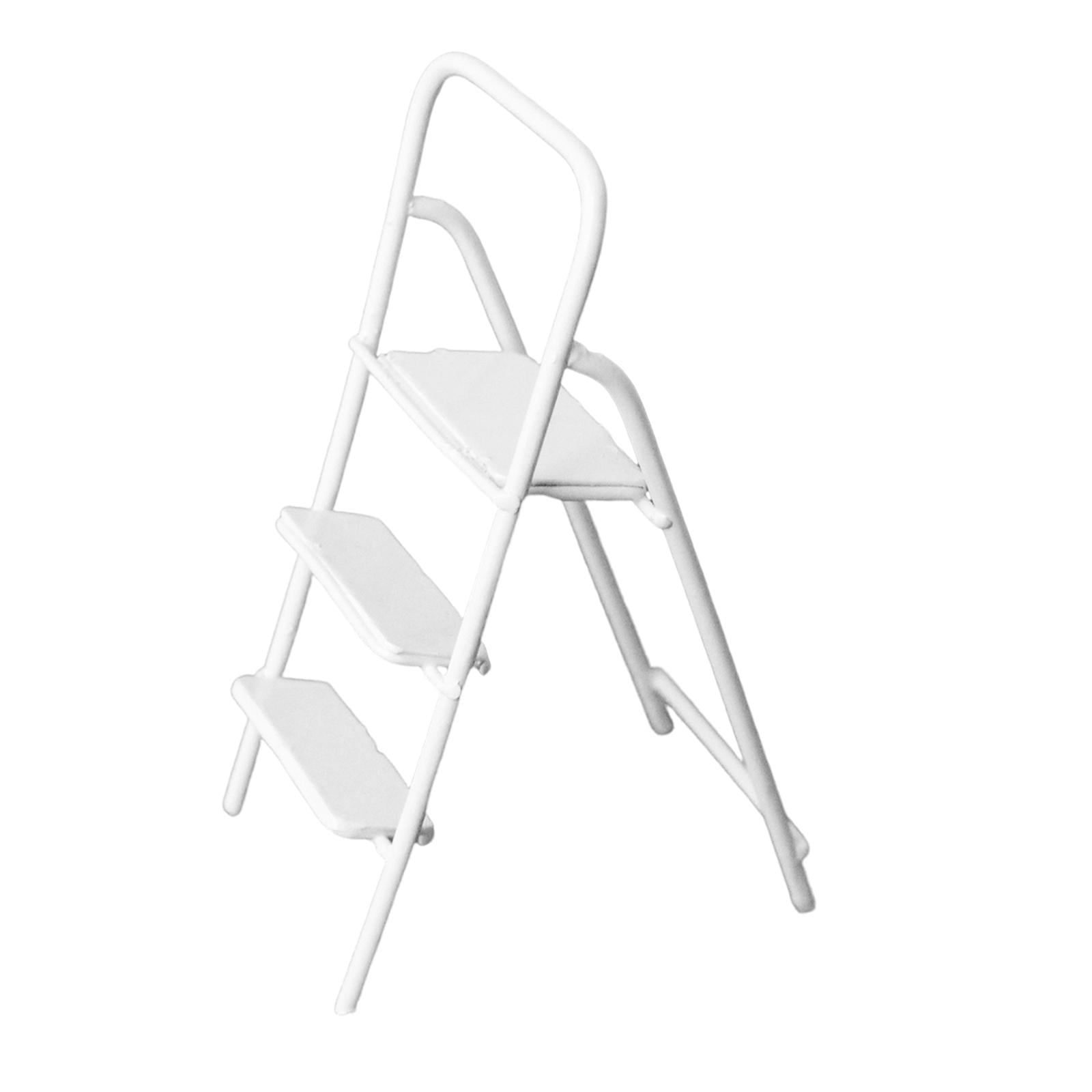 Magideal - Escalera En Miniatura 1:12 Con Pedal Ancho, Mini Escalera 1/12, Accesorio Para Manualidades Diy, Taburete De Decoración Para Casa De Muñecas, 1/12, Mi Blanco