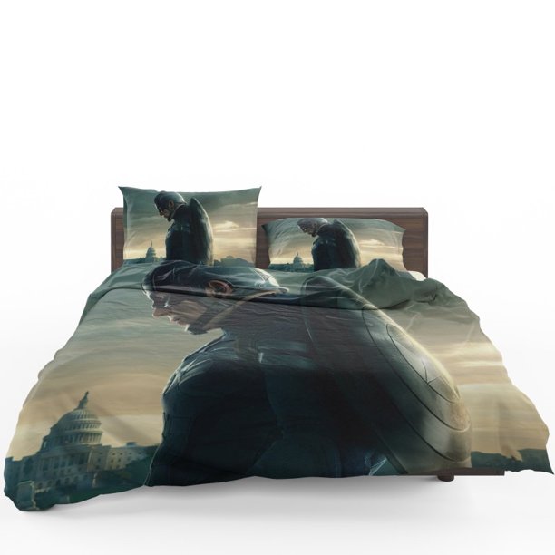 Chris Evans Captain America Quilt Duvet Cover Set Bed Linen Bedclothes 3-Piece Bedding Set