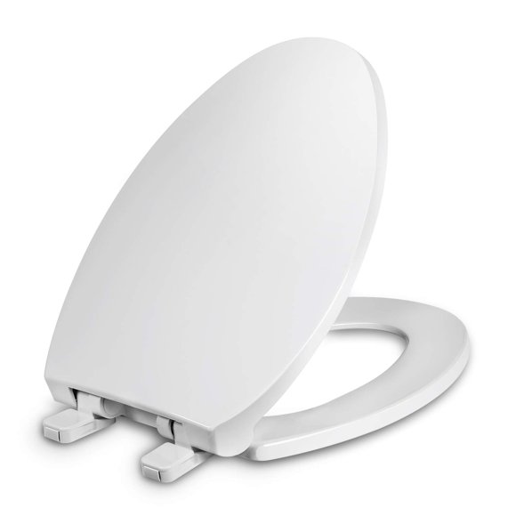 Asiento de inodoro WSSROGY alargado de plástico con cierre suave, blanco