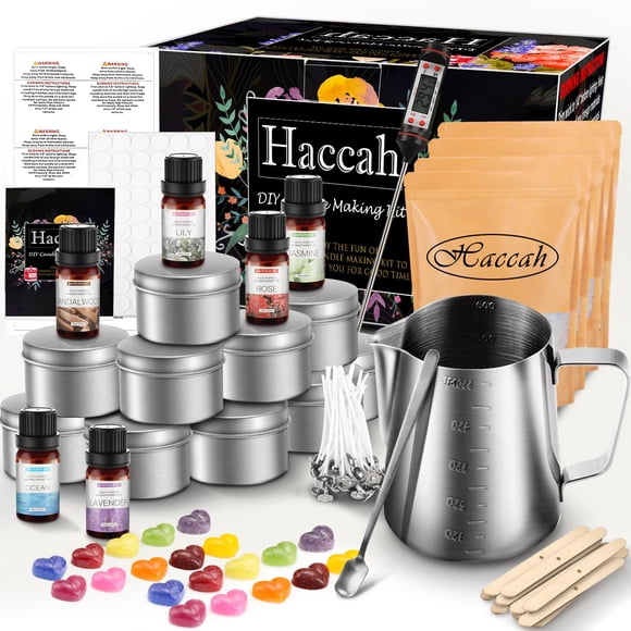 Kit para hacer velas Haccah DIY con cera, fragancias, tintes y latas