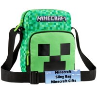 Bolso Cruzado Minecraft Creeper Con Correa Ajustable Verde