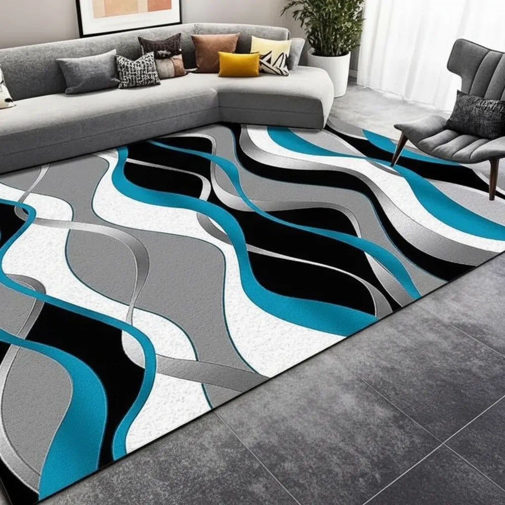 Casadeliacl - Alfombra Decorativa 3d T.f.i Diseño Moderno 240 M 200 M 3d Azul Claro