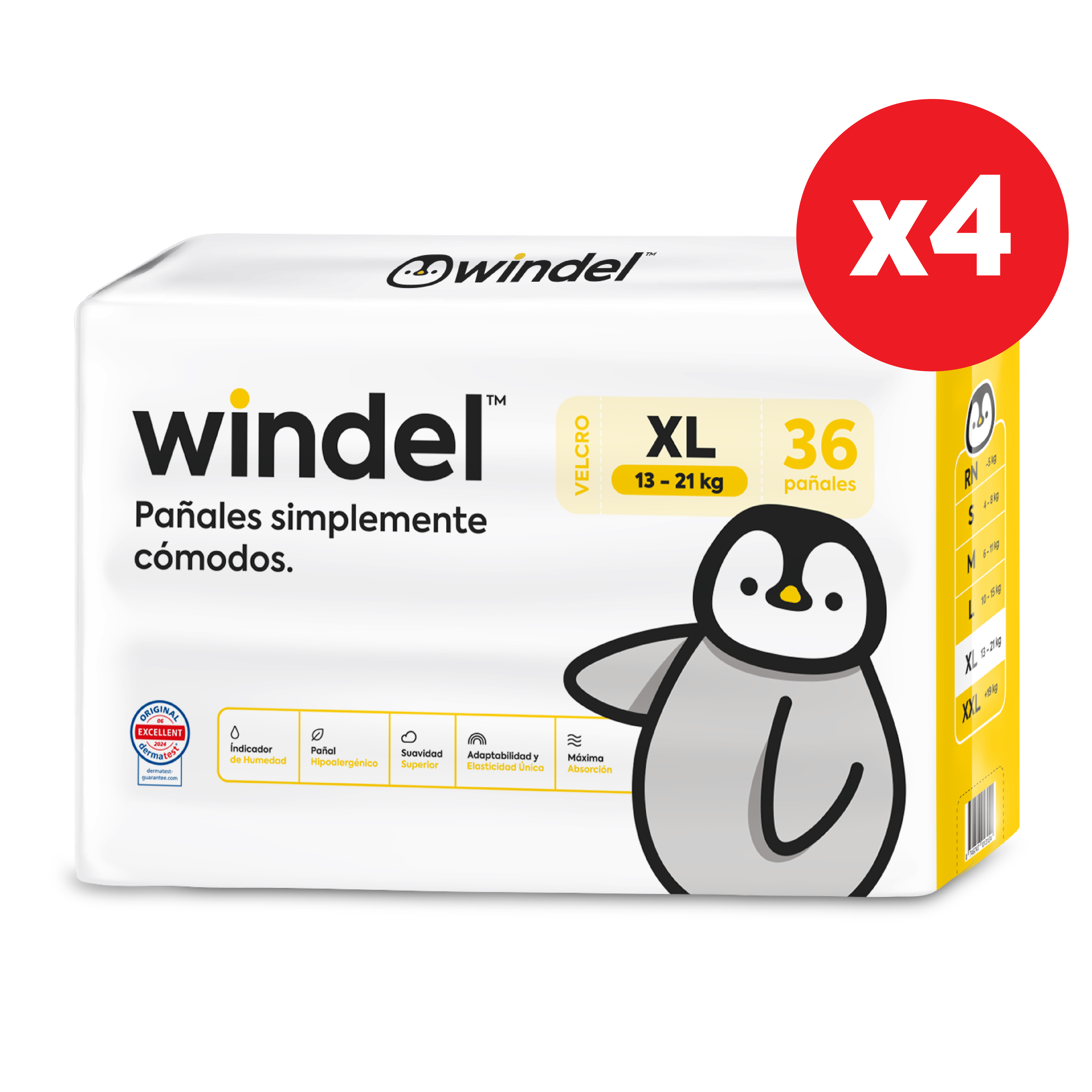 Windel Xl – 144 Unidades (Manga X4)