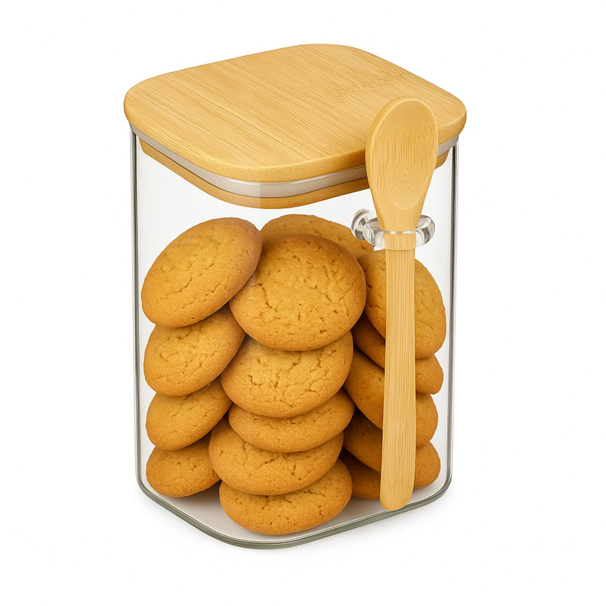 Mtm - Frasco De Vidrio Hermetico Tapa Y Cucharita Bambú 550ml